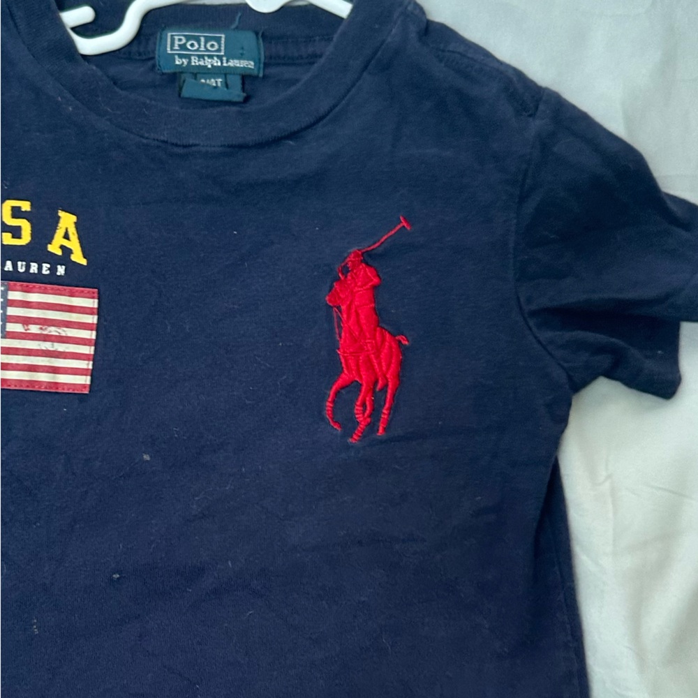 Polo by Ralph Lauren Kids Navy Tee with big embroidered horse logo. Size 4T/4